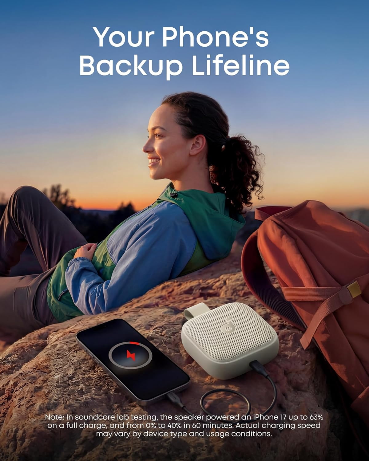 Soundcore Boom Go 3i by Anker Portable Speaker, 15W Punchy Sound, 24H Playtime, Bluetooth 6.0, BassUp 2.0, IP68, Emergency Charging for Hiking/Cycling/Camping