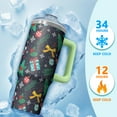 thumbnail image 4 of 30oz Merry Christmas Tumbler with Lid and Straw, Stainless Steel Cup with Handle Plaid Travel Coffee Mug, Holiday Presents, 4 of 5