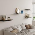thumbnail image 2 of Floating Shelf Set of Wall Shelves in W x in D x in H Wooden Floating Wall Shelf with Invisible Brackets for Living Room/Bedroom/Bathroom/Kitchen Storage and Decor Walnut, 2 of 9