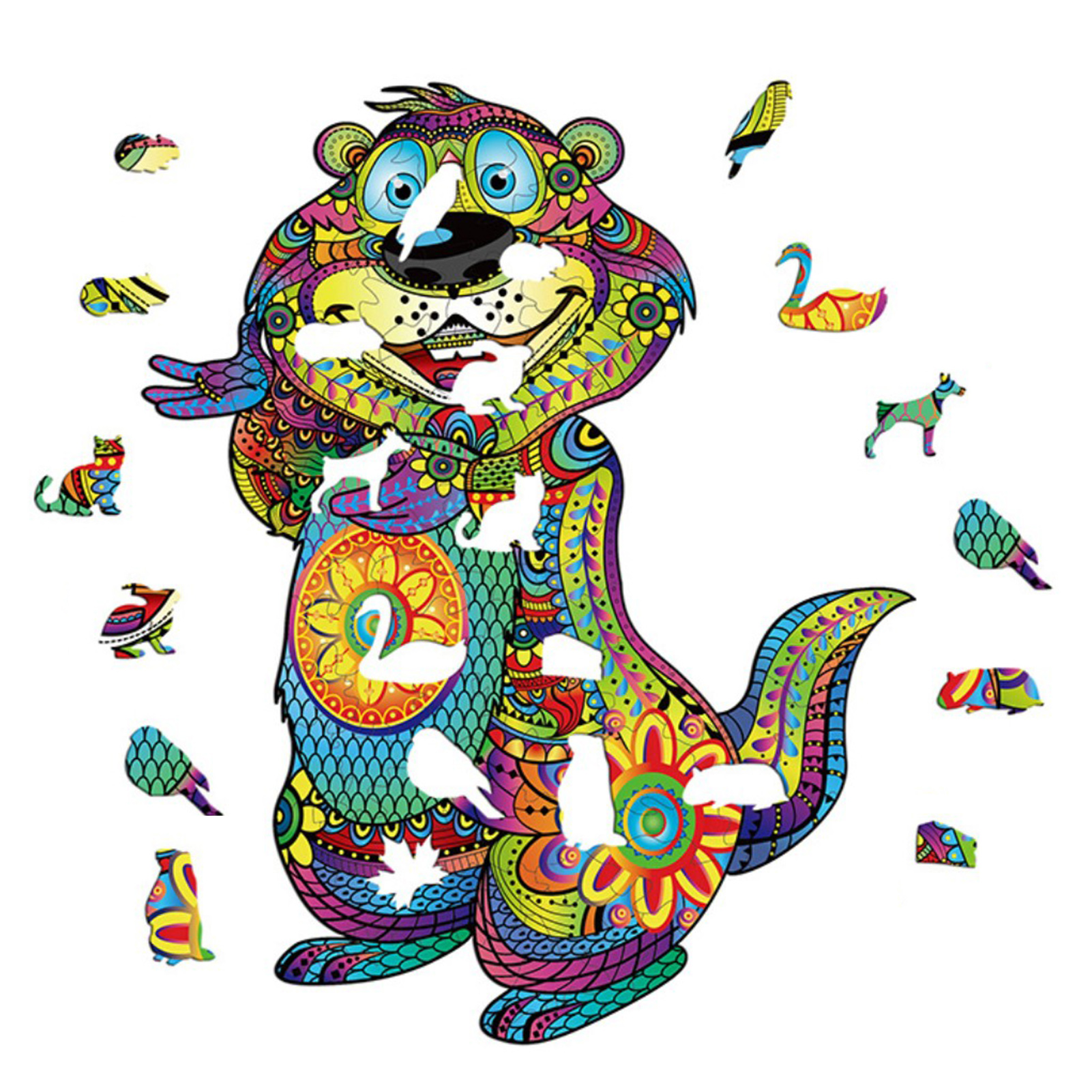 Details about / Wooden Jigsaw Puzzles Unique Animal Jigsaw Pieces Kids Education Toys Crafts