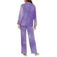 thumbnail image 3 of SCRAWLGOD Galaxy Womens Button Up Pajamas Long Sleeve Nightwear for Women Pajama Set of 2 Size XS V Neck Jogger Pjs for Women Elastic Ladies Pj with Pockets, 3 of 7