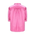 thumbnail image 6 of yillto Womens 3/4 Sleeve Satin Top V Neck Button down Collared Dressy Shirts Silky Business Blouses, 6 of 7