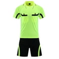 thumbnail image 2 of Mufeng Men's Referee Uniform Football Training T-shirts Outfit Soccer Jersey Top with Pockets Shorts Fluorescent Green XL, 2 of 7