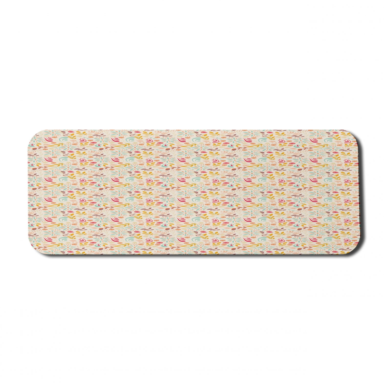 Floral Computer Mouse Pad, Botanical in Earth Tones Spring Vibes, Rectangle  Non-Slip Rubber Mousepad Large, 31