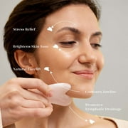 BEAKEY Jade Roller & Gua Sha، أسطوانة الوجه المصنوعة من اليشم الطبيعي، أجهزة العناية ببشرة الوجه، وردي