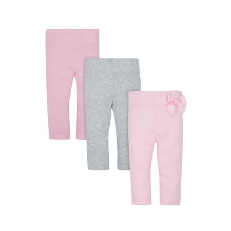 Organic Cotton Rib Slim Pants, 3pk (Baby Girls)