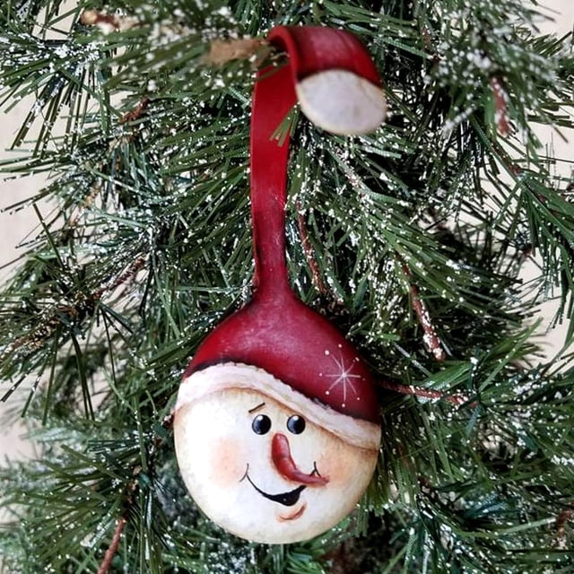 Adorno navideño de Papá Noel con tenedor rizado, adorno navideño pintado con cuchara de Papá Noel rizado, adornos navideños divertidos, adornos divertidos de Papá Noel con tenedor rizado para árbol de