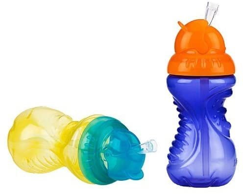 Nuby No-Spill Flip-It Cup 10 Ounce - 2 Pack (Yellow/Purple)
