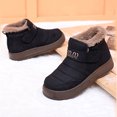 thumbnail image 4 of High Top Winter Boots for Women Hook and Loop Slip on Snow Booties Casual Furry Lined Platform Ankle Boots Black Size 8.5, 4 of 7