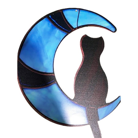 

Prosgs Hanging Suncatcher Moon Cats Pattern Household Decoration Artistic Landscaping Trinkets Pendant for Home