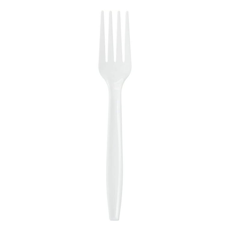 Great Value Everyday Disposable Plastic Forks, White, 100 Count 