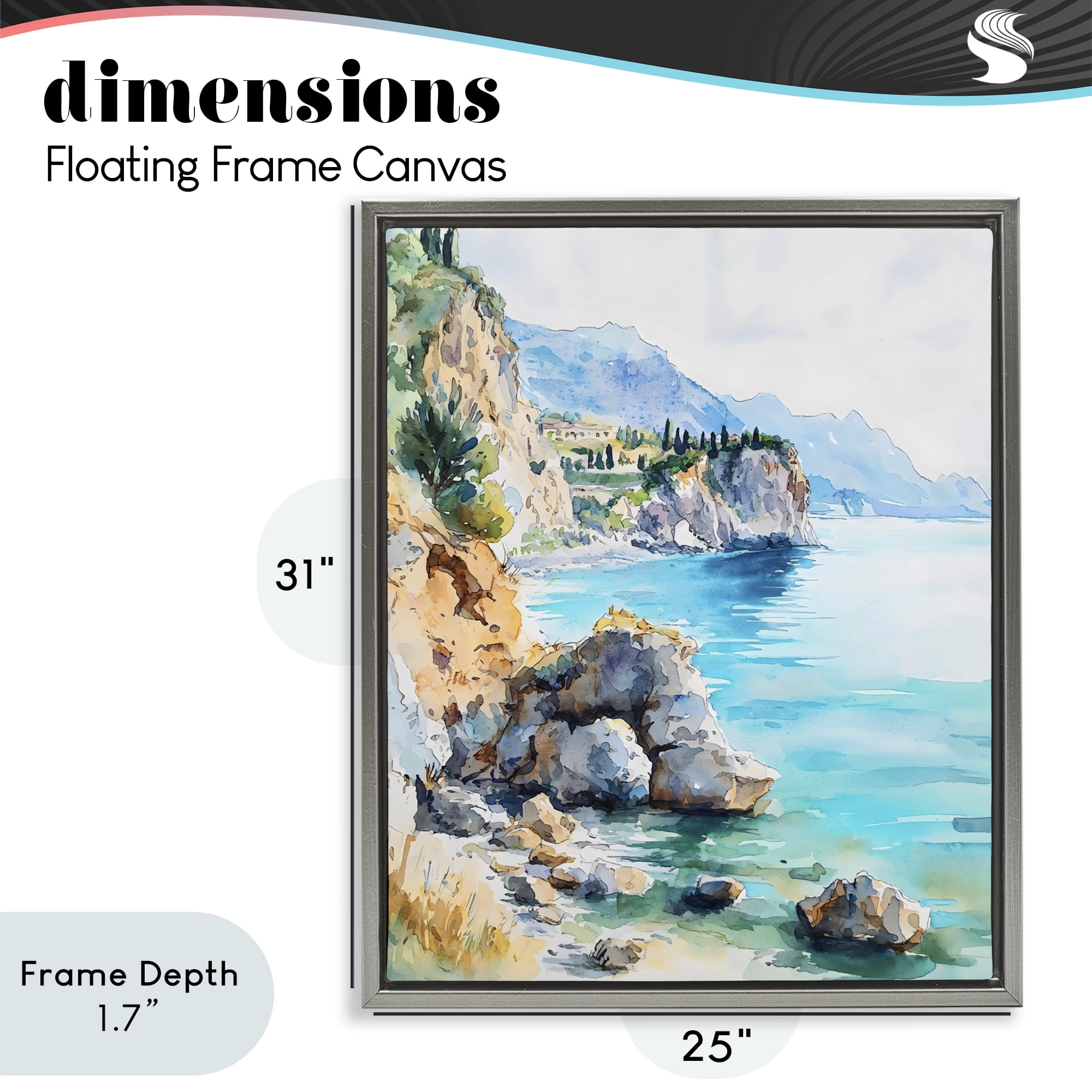 Stupell Industries Azure Italian Coastline Gray Framed Floater Canvas Wall Art, design by LSR Design Studio
