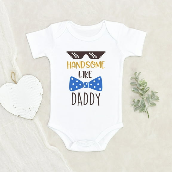Newbabywishes - Handsome Like My Daddy Pun Baby Clothes for Boys - Funny Baby Clothing