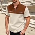 thumbnail image 2 of CAIVO Polo Shirts For Men Stylish Color Plaid Short Sleeve Shirt With Half Zip Stand Collar And Zippered Pocket Lapel Classic Fit Golf Tops For Vacation , XXXL, 2 of 4