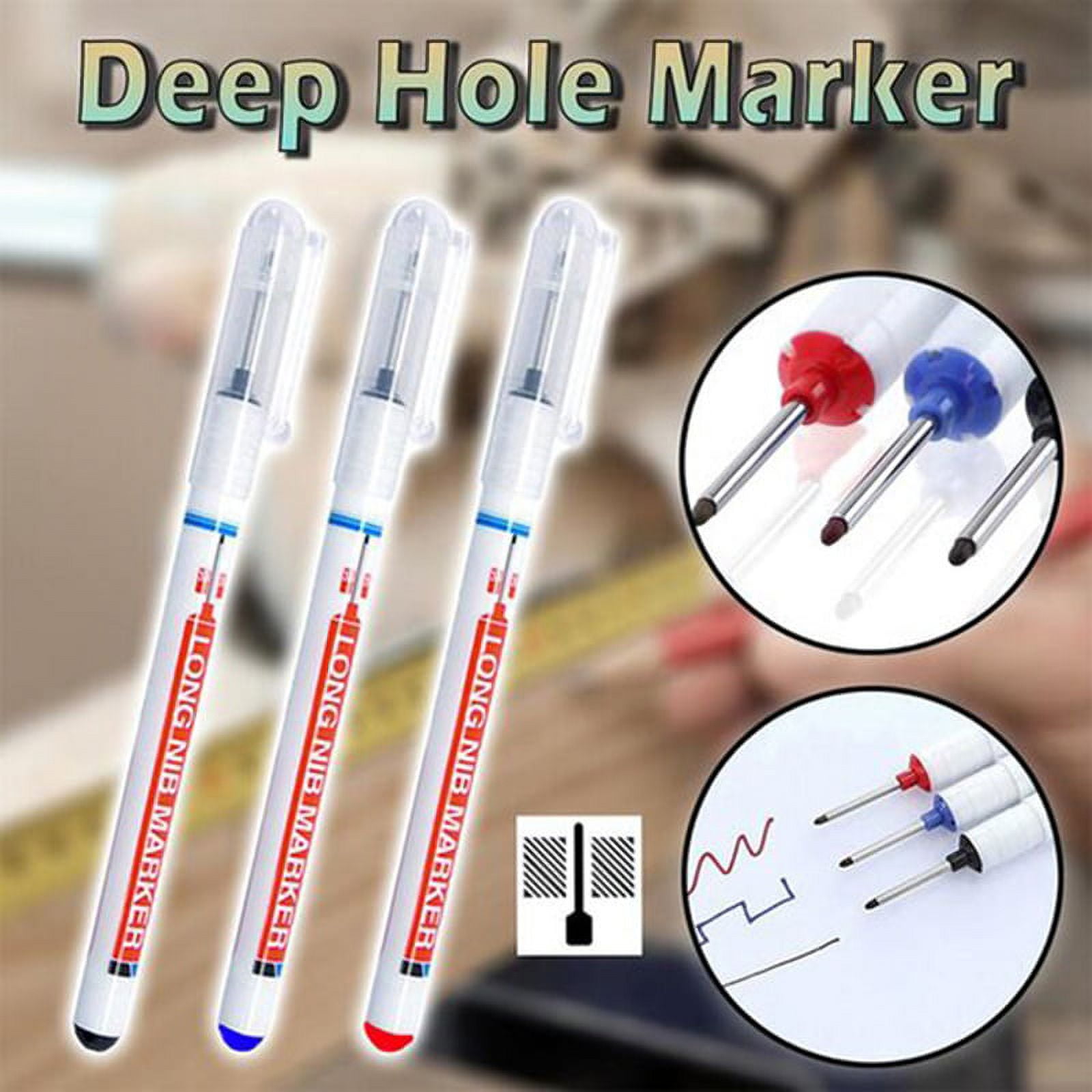 1/3pcs Deep Hole Marker Long Nib Marker Multipurpose Accuracy  Water-resistant Fast Drying Pen Blue 1PCS 