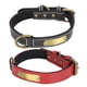 thumbnail image 3 of Collar acolchado de piel de vaca para mascotas con placa de identificación grabada, collar suave y cómodo para mascotas, negro + rojo L, 3 of 13