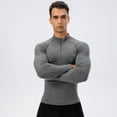 thumbnail image 4 of Men's Compression Shirt- Autumn Winter Plus Fleece High Elastic Tight Sport Running Zipper Standing Collar Long Sleeve, 4 of 7