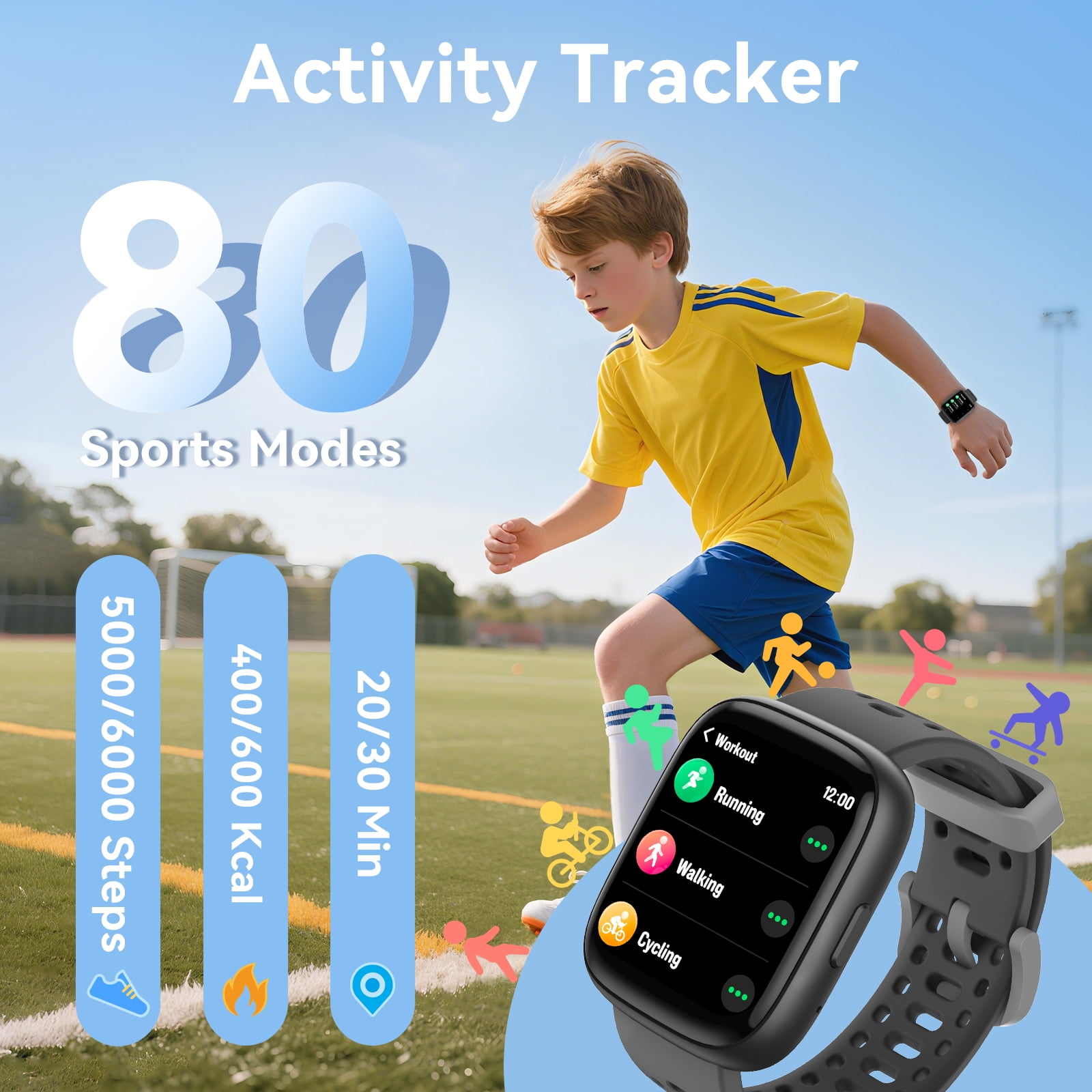 2026 Cillso Smart Watch for Kids with Find My, 1.83" HD Touch Screen, BLE5.3, IP68 Waterproof, Multiple Sports Modes, Activity Tracker Pedometer,Ideal thoughtful Gift