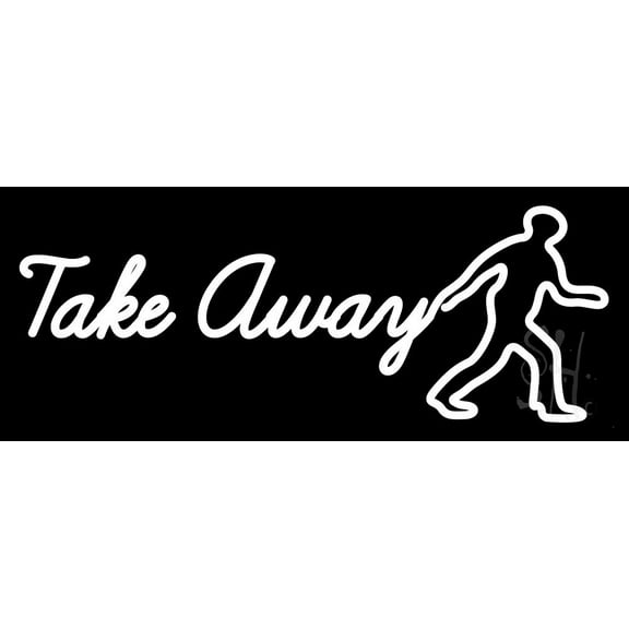 Take Away Man LED Neon Sign 10 x 24 - inches, Clear Edge Cut Acrylic Backing, with Dimmer - Bright and Premium built indoor LED Neon Sign for Bar decor.