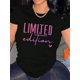 thumbnail image 1 of Camiseta gráfica rosa degradado "Edición Limitada" para mujer: cuello redondo, manga corta, cómoda camiseta de algodón para verano., 1 of 5