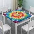 thumbnail image 3 of Rainbow Tie Dye Mandala Pattern Square Fitted Tablecloth with Elastic Edge,Square Table Cover,Washable Elastic Table Cover for Home Kitchen Party Decor 34"x34", 3 of 6