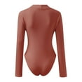 thumbnail image 6 of COMVALUE Women's 2026 Mock Turtle Neck Long Sleeve Tops Bodysuit Jumpsuit (Coffee, S), 6 of 6