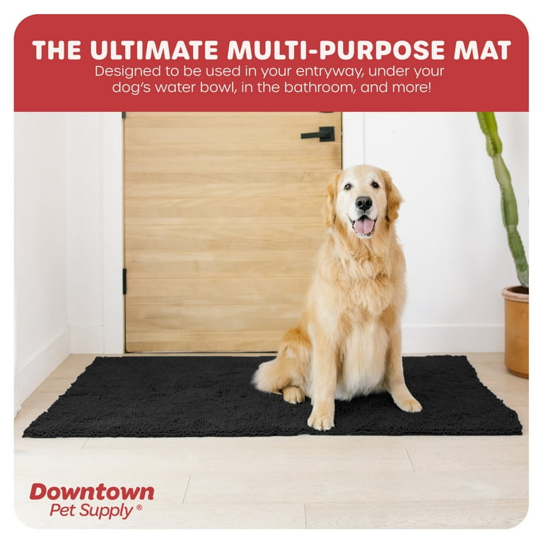 My Doggy Place - Ultra Absorbent Microfiber Dog Door Mat Durable Quick Drying Washable Prevent Mud Dirt Keep Your House Clean (Black Runner) - 60 x 36