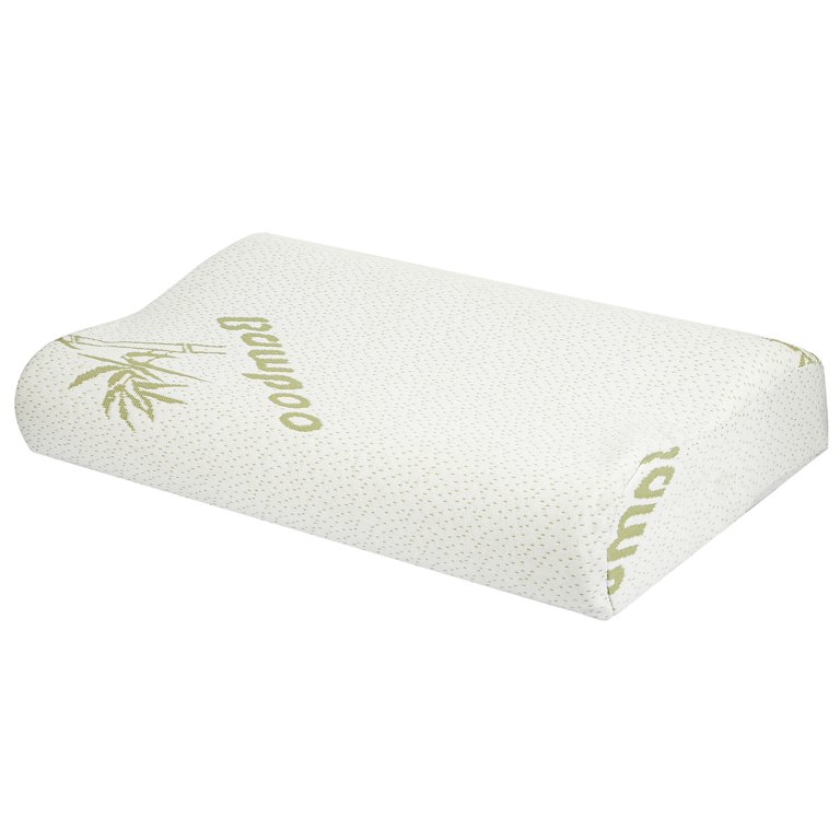 Orthopaedic Memory Foam Pillow by Feature Home® Cervical Support Pillow  Deep Sleep Neck Comfort Pillow Soft Quilt Lining Bamboo Pillow 