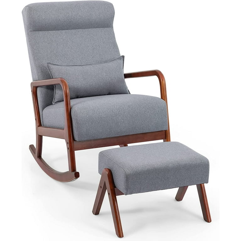 HOMREST Rocking Chair Mid Century Modern Upholstered Fabric