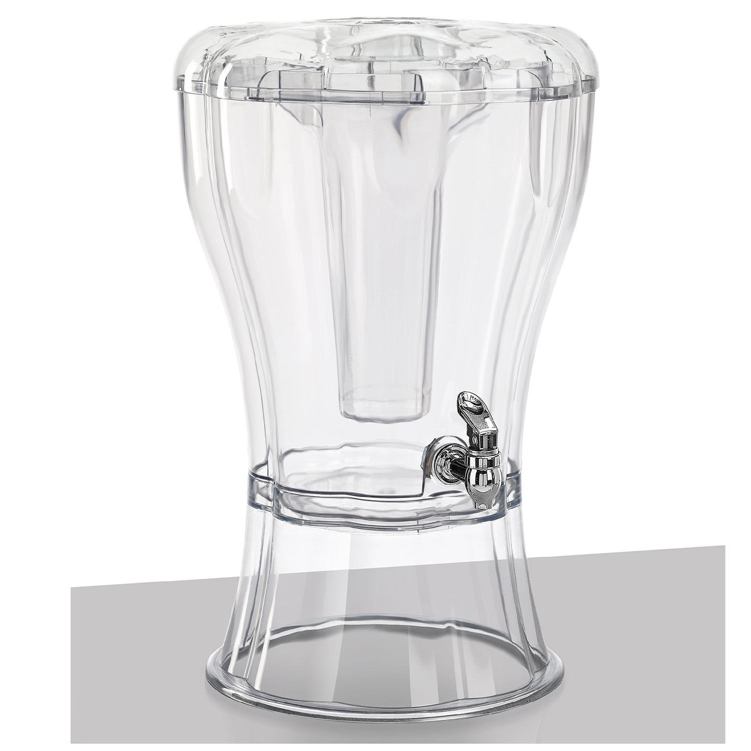 Clear CreativeWare Beverage Dispenser With Ice Cylinder And Fruit Infuser 