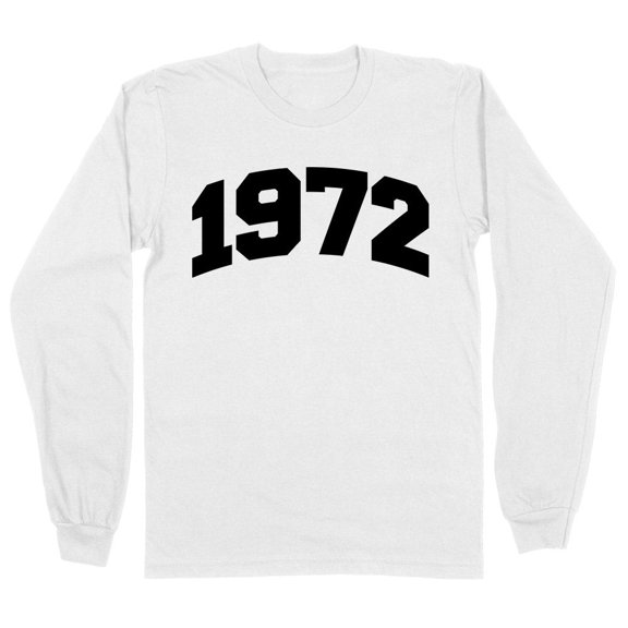 1972 College Style Long Sleeve Shirt Unisex Large White