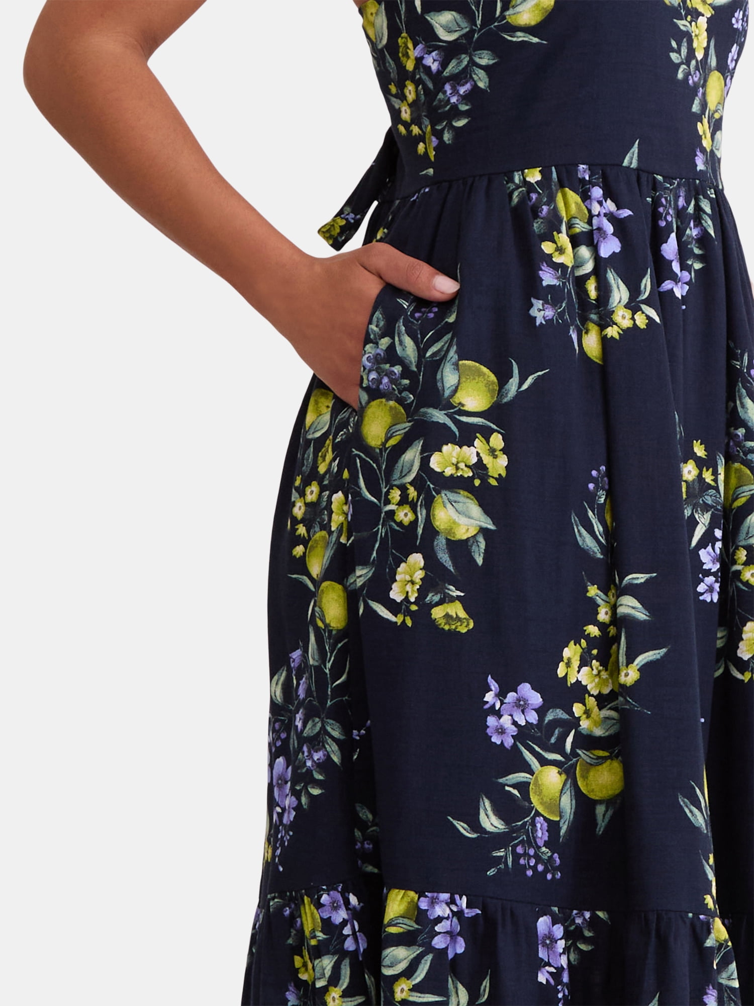 Time and Tru Women's Tie Back Midi Dress, Sizes XS-XXXL