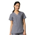 thumbnail image 2 of Maevn Red Panda Women's V-Neck Two Pocket Solid Top &Half Elastic Pant Scrub Set, 2 of 5