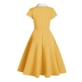 thumbnail image 2 of IBTOM CASTLE Women's Vintage Dress Plaid Floral Cocktail Party Swing Dresses 1950s Retro Gown Wedding Formal A-line Midi Dresses S Yellow Pocket, 2 of 8