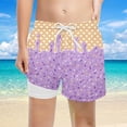 thumbnail image 3 of Kcolen Boys Swim Trunks with Compression Liner Kids Stretch Quick Dry Summer Beach Shorts With Ice Cream Print, 3 of 5