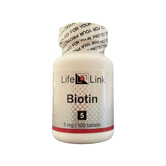 LifeLink's Biotin | 5 mg x 100 tablets  | Gluten Free & Non-GMO | Made in the USA