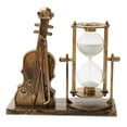 thumbnail image 1 of Reloj de arena con forma de violín, instrumento musical decorativo, reloj de arena coleccionable. Dorado, 1 of 9