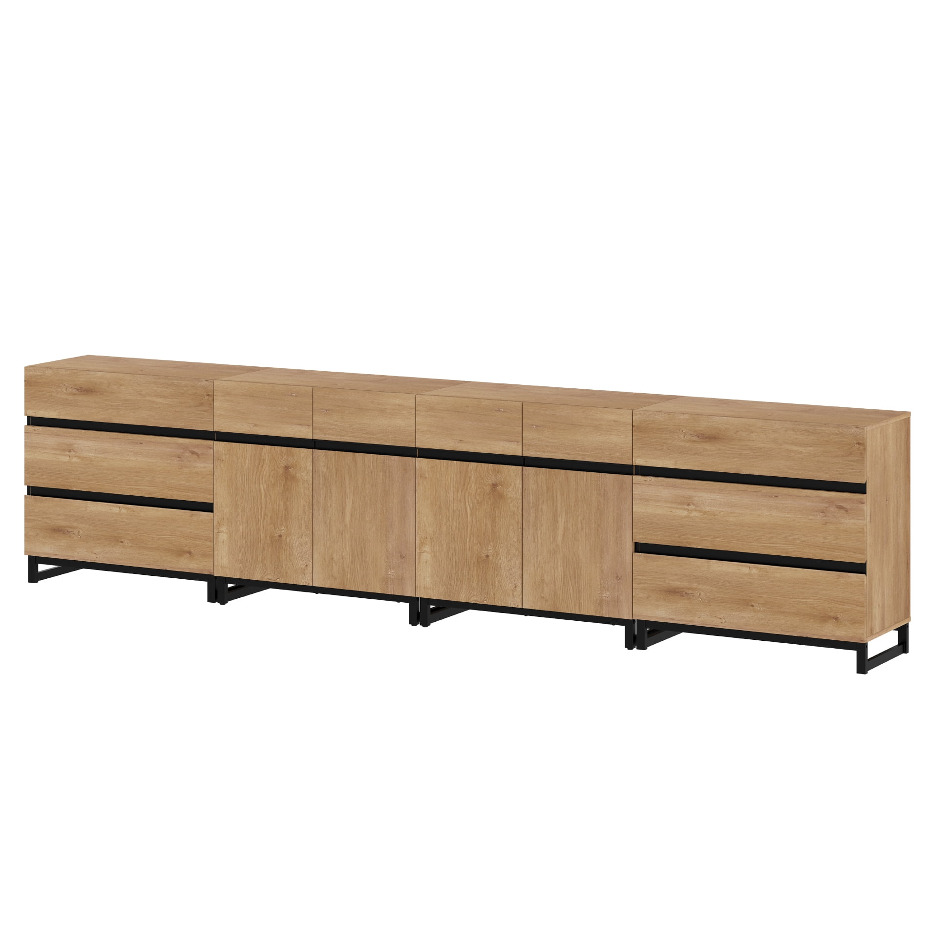 4-in-1 Sideboard Buffet Cabinet with 6 Drawers, Adjustable Shelves, High Load-Bearing Storage Cabinet for Living Room, Dining Room,Oak