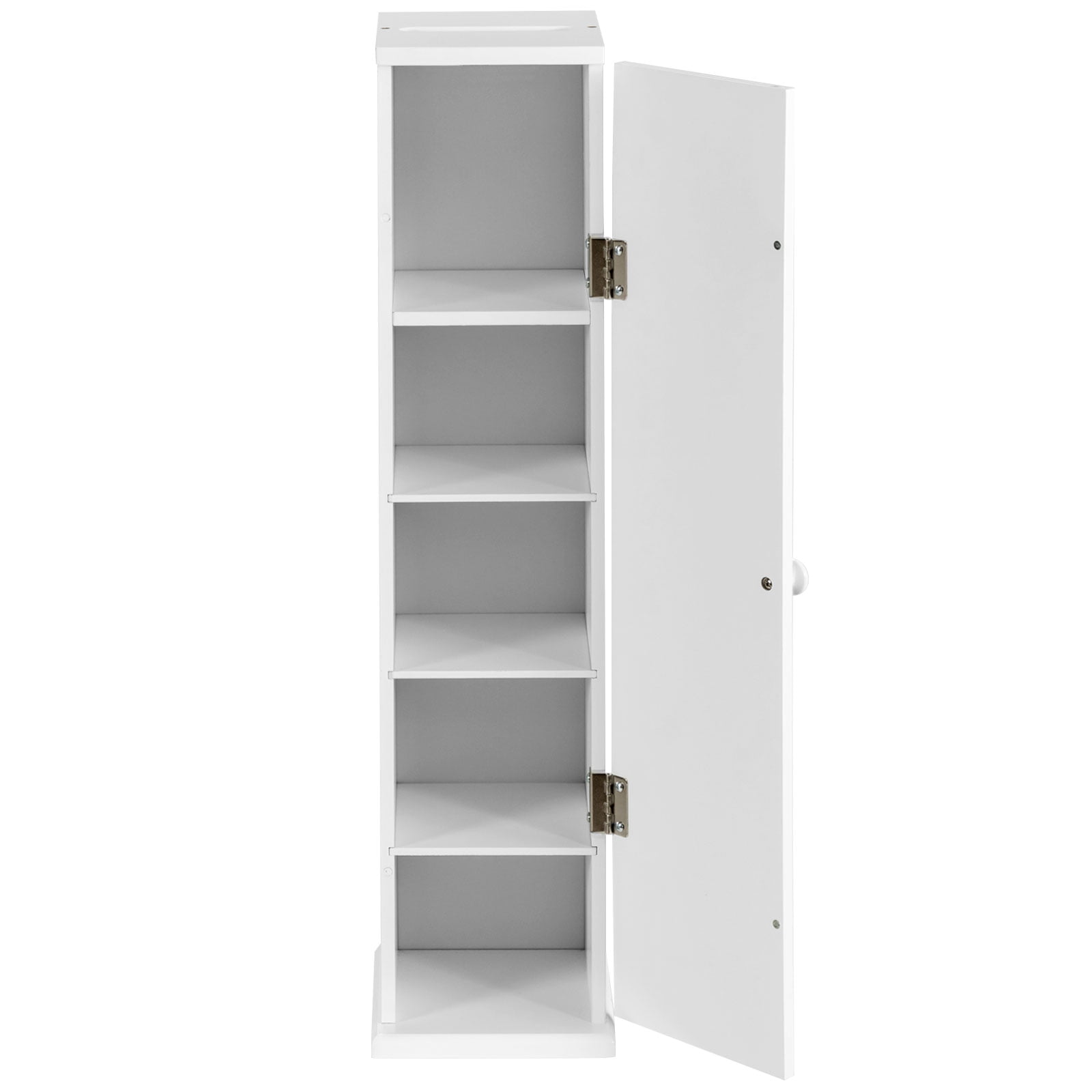 Topbuy Bathroom Tissue Paper Holder Narrow Tall Storage Cabinet Toilet Side Storage Shelf White