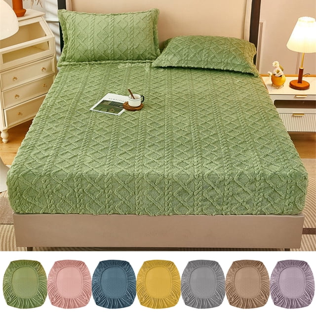 Sentmoon Fitted Sheets Breathable Fabric Bedsheet Winter Bedding Upholstered Bedspreads Mattress Protectors Thickened Bedspreads Facecloth Bedsheet for RV & Camping