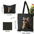 2 pcs Cute cat Print Canvas Tote Bag Travel Work Lightweight Shoulder