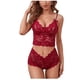 thumbnail image 1 of Conjunto de lencería sexy de encaje floral transparente, ropa de dormir de cintura alta, sujetador y bragas, 1 of 5