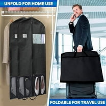 Garment Bags for Hanging Clothes Travel 2 Pack - 43" | Suit Cover Bags for Men and Women, Black Garment Bag for Closet Storage Suit, Full Zipper Dust Cover Bags for Shirts, Dresses, Jacket