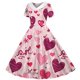 thumbnail image 5 of Vestido de manga corta con cuello vuelto para niñas Vestido elástico de manga corta para niñas Vestido skater con volantes de corte A Vestido de recital escolar Vestido de manga corta con cuello vuelt, 5 of 6