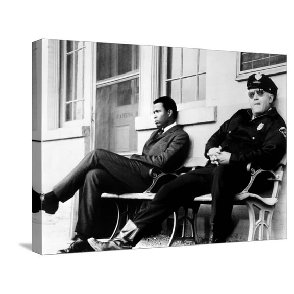 Art.com In the Heat of the Night, Sidney Poitier, Rod Steiger, 1967 Stretched Canvas Print Wall Art, 24" x 18"