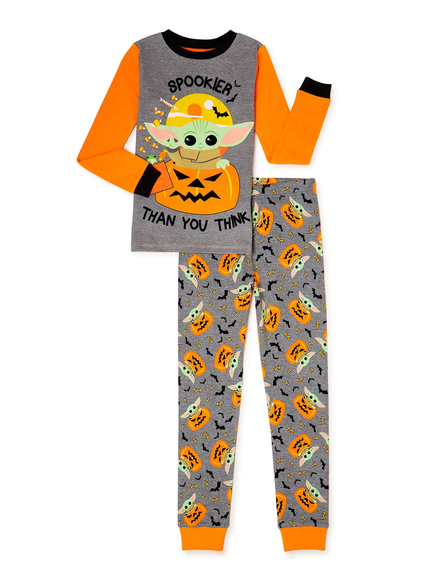 4-10 Long Sleeve Top and Pants PJ Outfit Baby Yoda Boys Pajama Set 