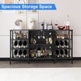 thumbnail image 3 of IDEALHOUSE 55in Farmhouse Wine Bar Cabinet with Glass Holder and Wine Rack, Rustic Liquor Cabinet with Adjustable Shelf, Industrial Metal Frame, for Living Room, Black, 3 of 8