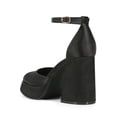 thumbnail image 3 of Zapatos DREAM PAIRS Tacones Plataforma Gruesa de Satén Negro, 3 of 7