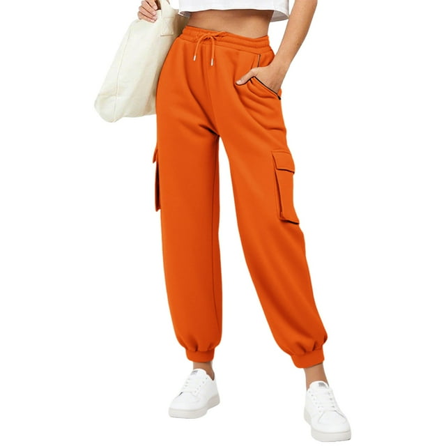iHPH7 Pantalon de Survêtement Femme Ample Pantalon Décontracté pour Femme Pantalon de Travail Femme Pantalon de Course Femme Pantalon de Détente Femme Pantalon Cargo pour Femme Orange m
