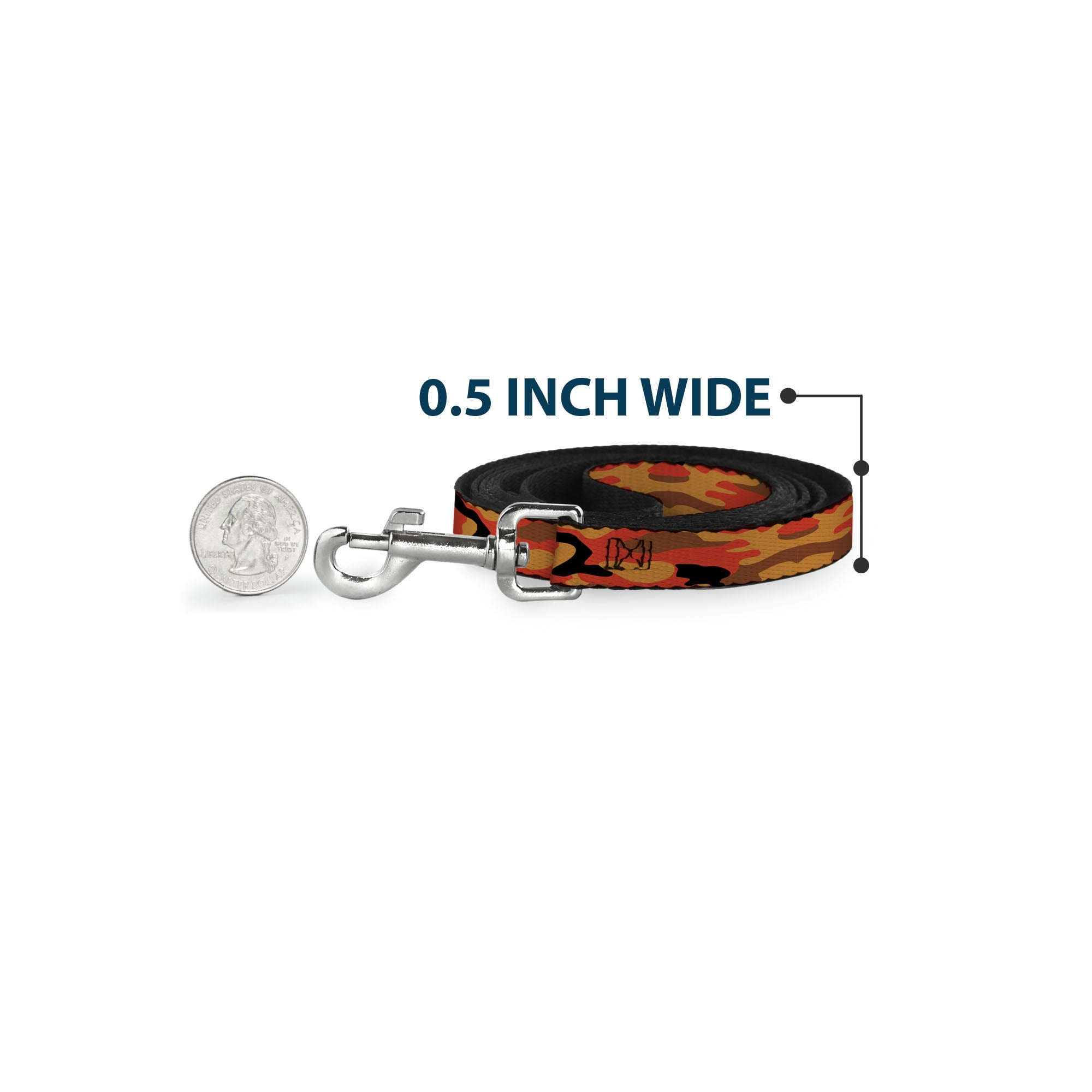 Buckle-Down Pet Leash, Dog Leash, Camo Oranges Black, 6 Feet Long 1.0 Inch Wide